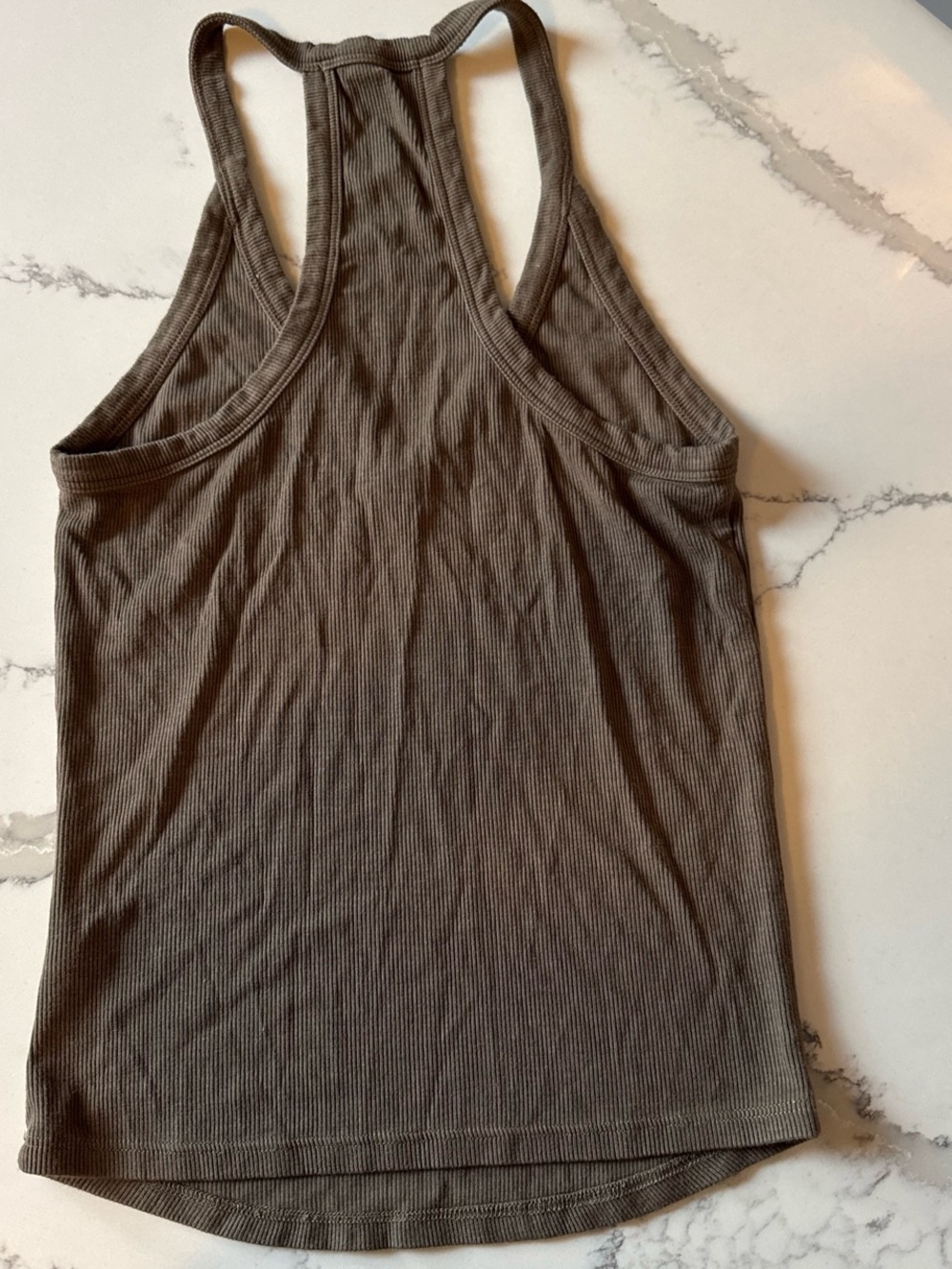 Joah Brown army greenish Brown ribbed tank top S/M - Picture 3 of 4